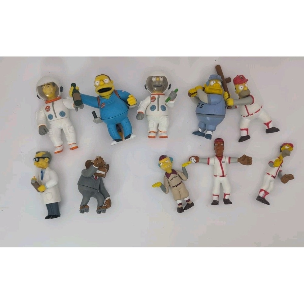 Simpsons PVC Space In Baseball Figures Lot Of 10 Homer Barney Chief Wiggum +